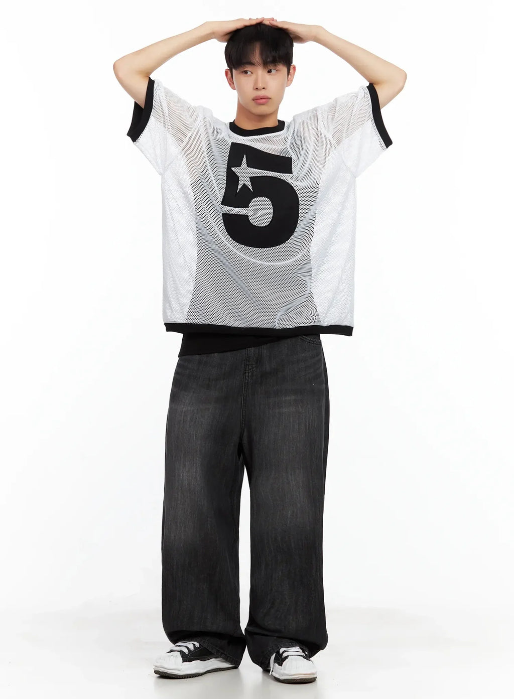 Men's Wide-Leg Washed Jeans IL516