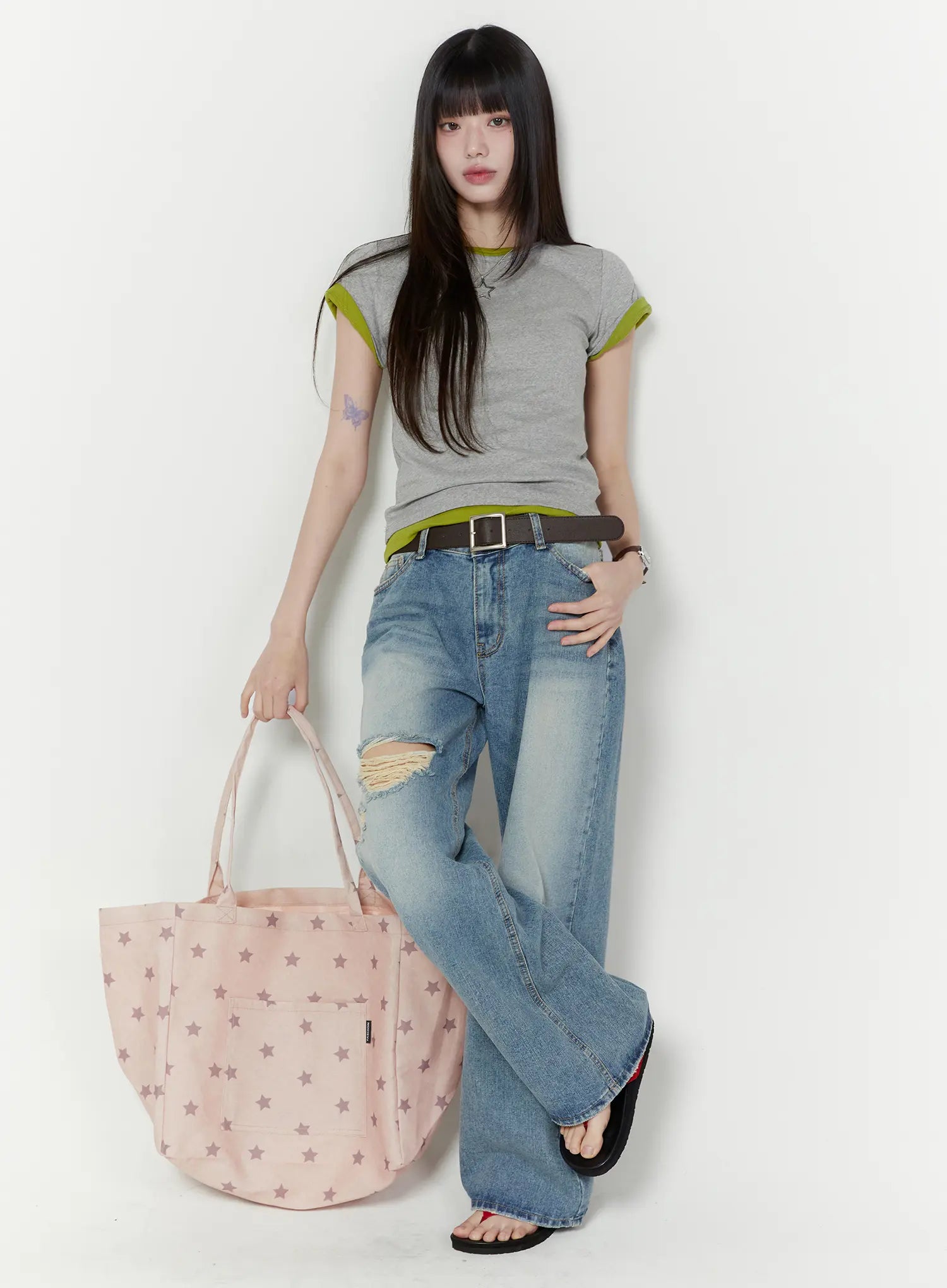 Anouk Vintage Wash Ripped Straight Jeans CU505