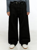 Men's Black Wide-Leg Jeans IN525