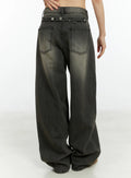 Kenna Washed Backstrap Wide Leg Jeans CF509