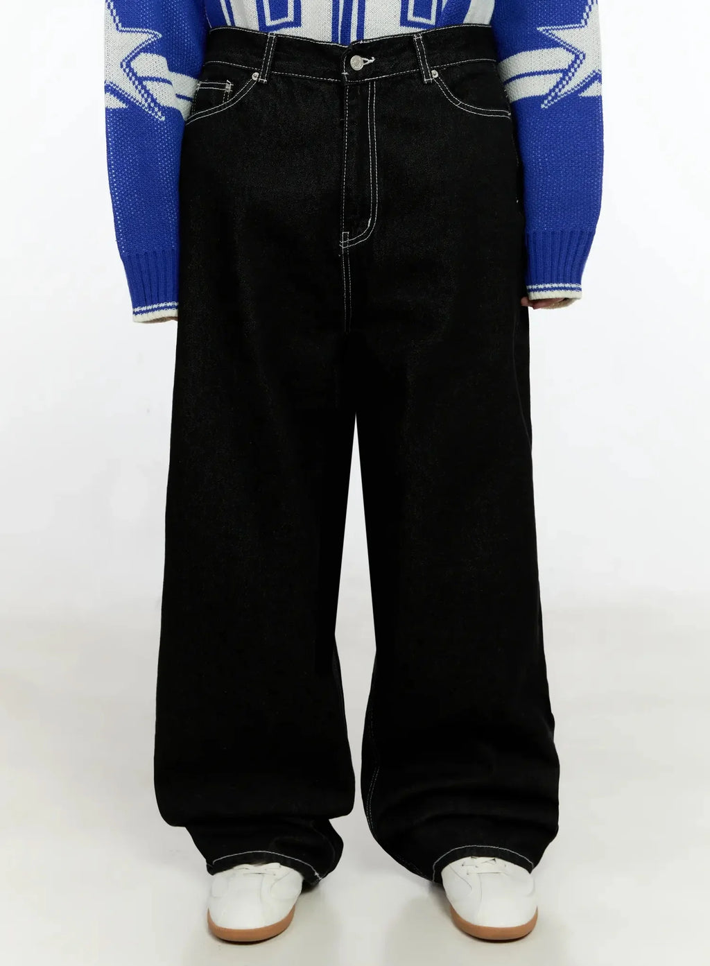 Men's Stitched Detail Baggy Jeans IN506