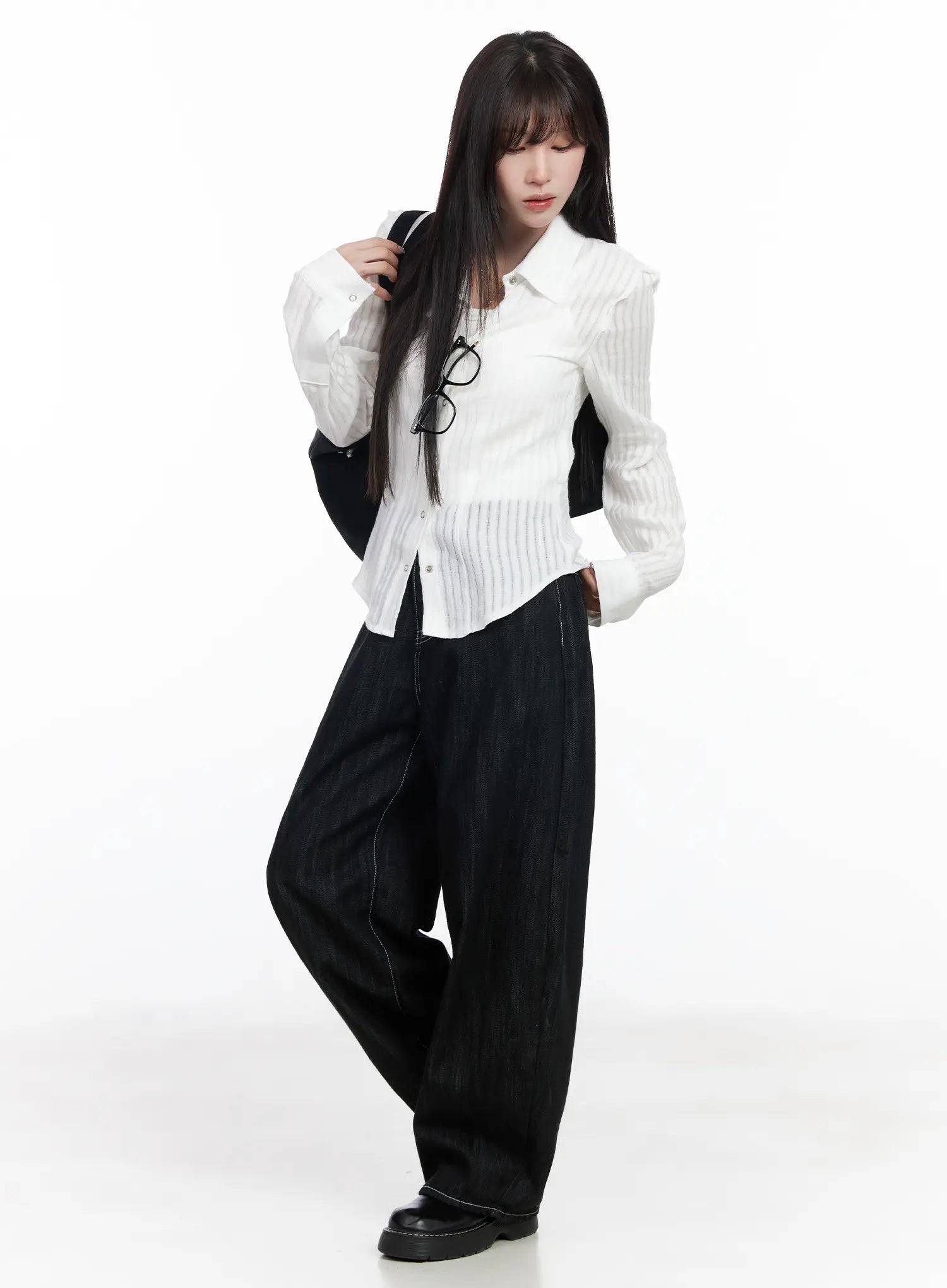 Elliot Stitched Wide Leg Jeans CF523