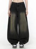 Bodie Vintage Wash Wide Leg Jeans CU519