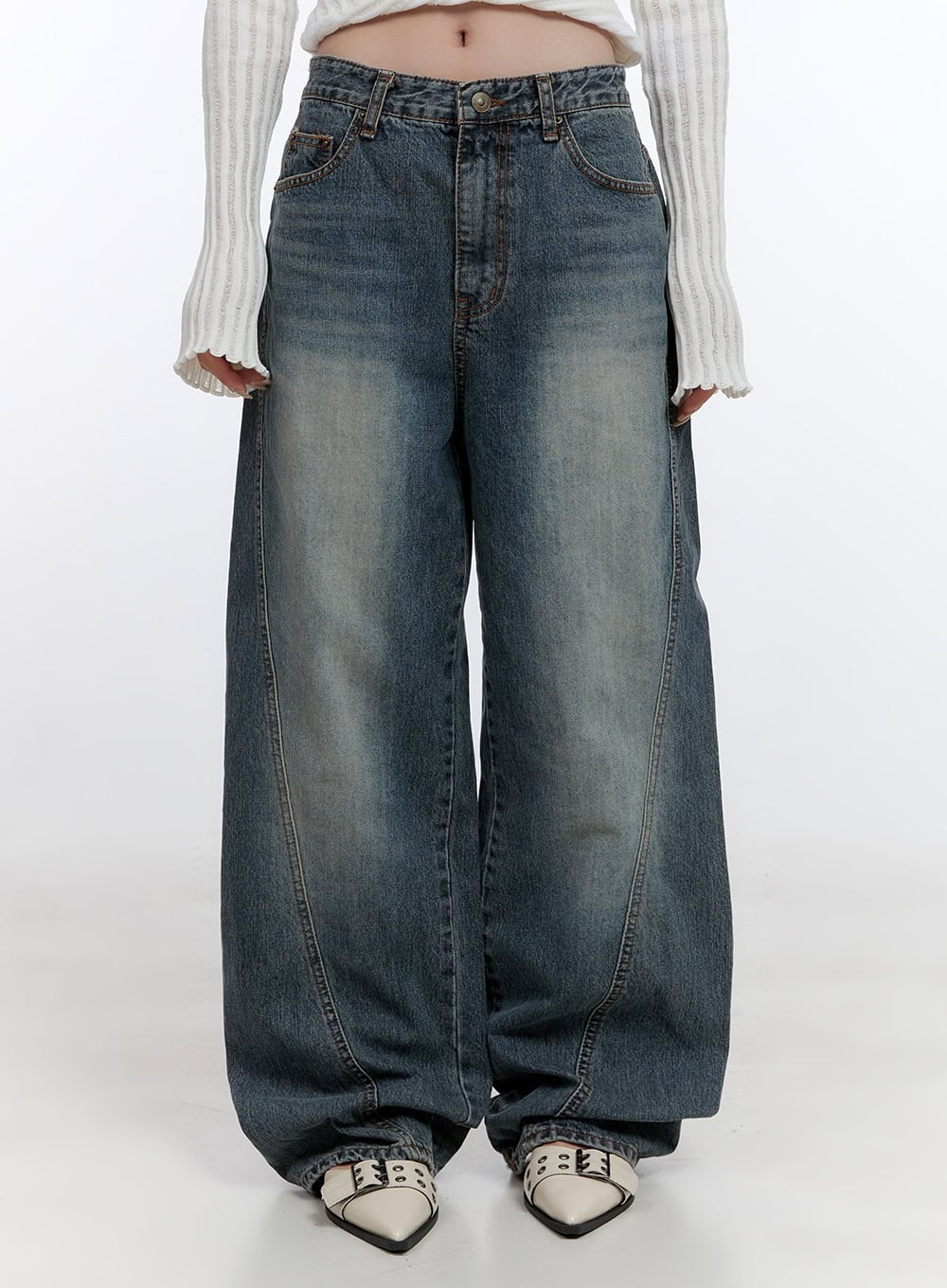 Lucia Stitched Denim Baggy Jeans CO418