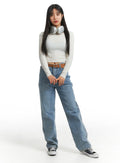 Washed Straight Wide Denim OJ405