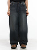 Men's Washed Baggy Jeans IU519
