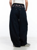 Mahalia Cherry Blossom Embroidered Wide Leg Jeans CF504