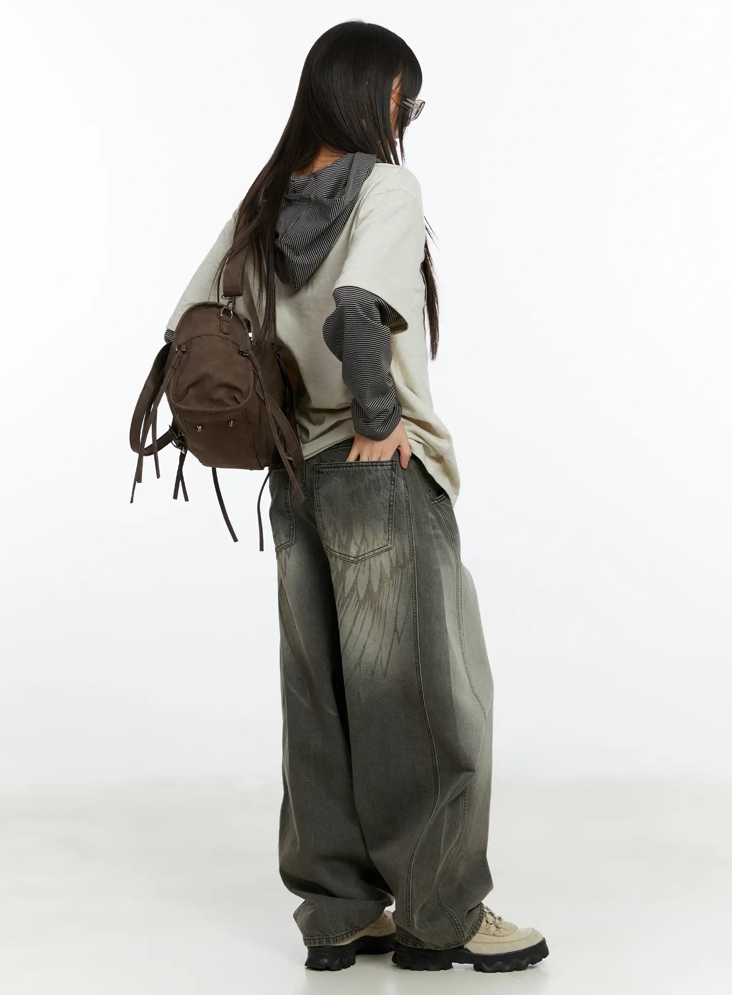 Karter Angel Wing Washed Wide Leg Jeans CF509