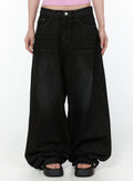 Jax Snap-Button Dark Wash Wide-Leg Jeans CY514