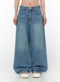Shea Snap-Button Wide-Leg Jeans CY514