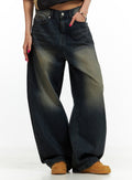 Solid Low Rise Baggy Jeans CU417