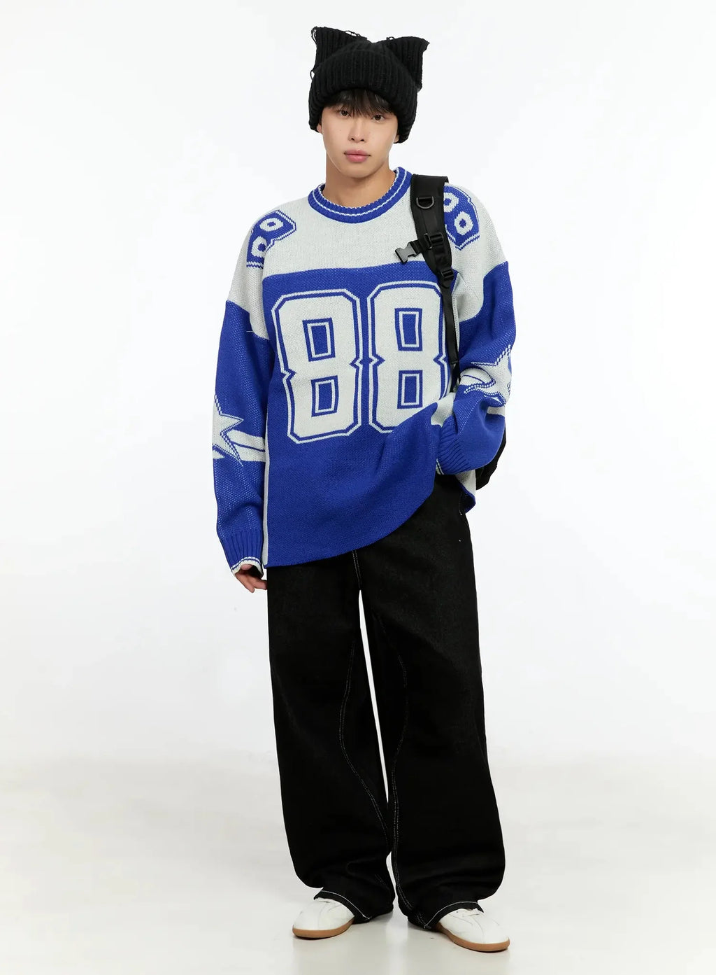 Men's Stitched Detail Baggy Jeans IN506