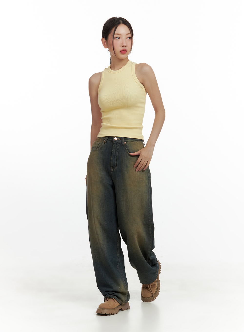 Vintage Washed Denim Baggy Pants CU420