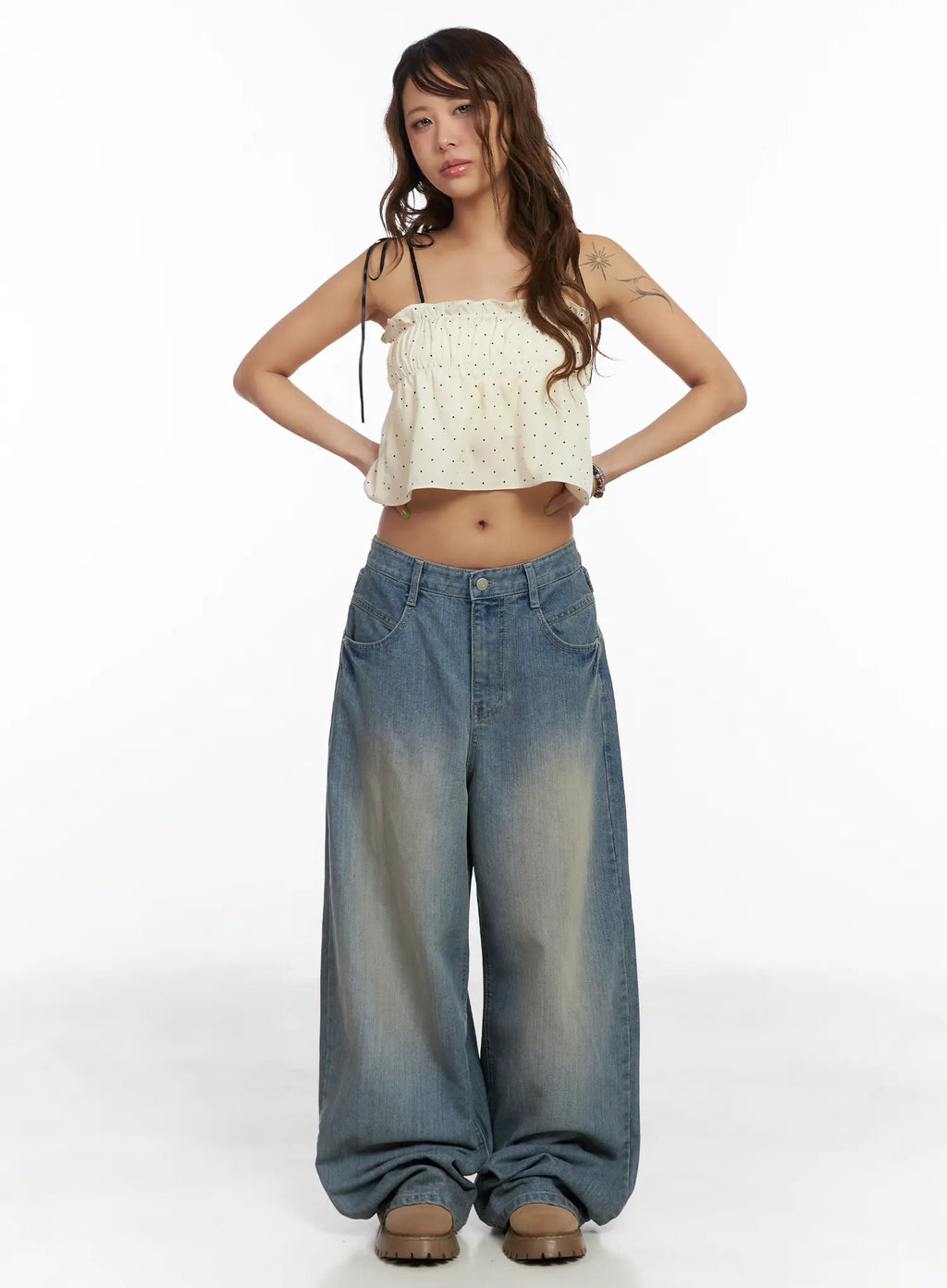 Ricci Washed Low-Rise Baggy Jeans CM520