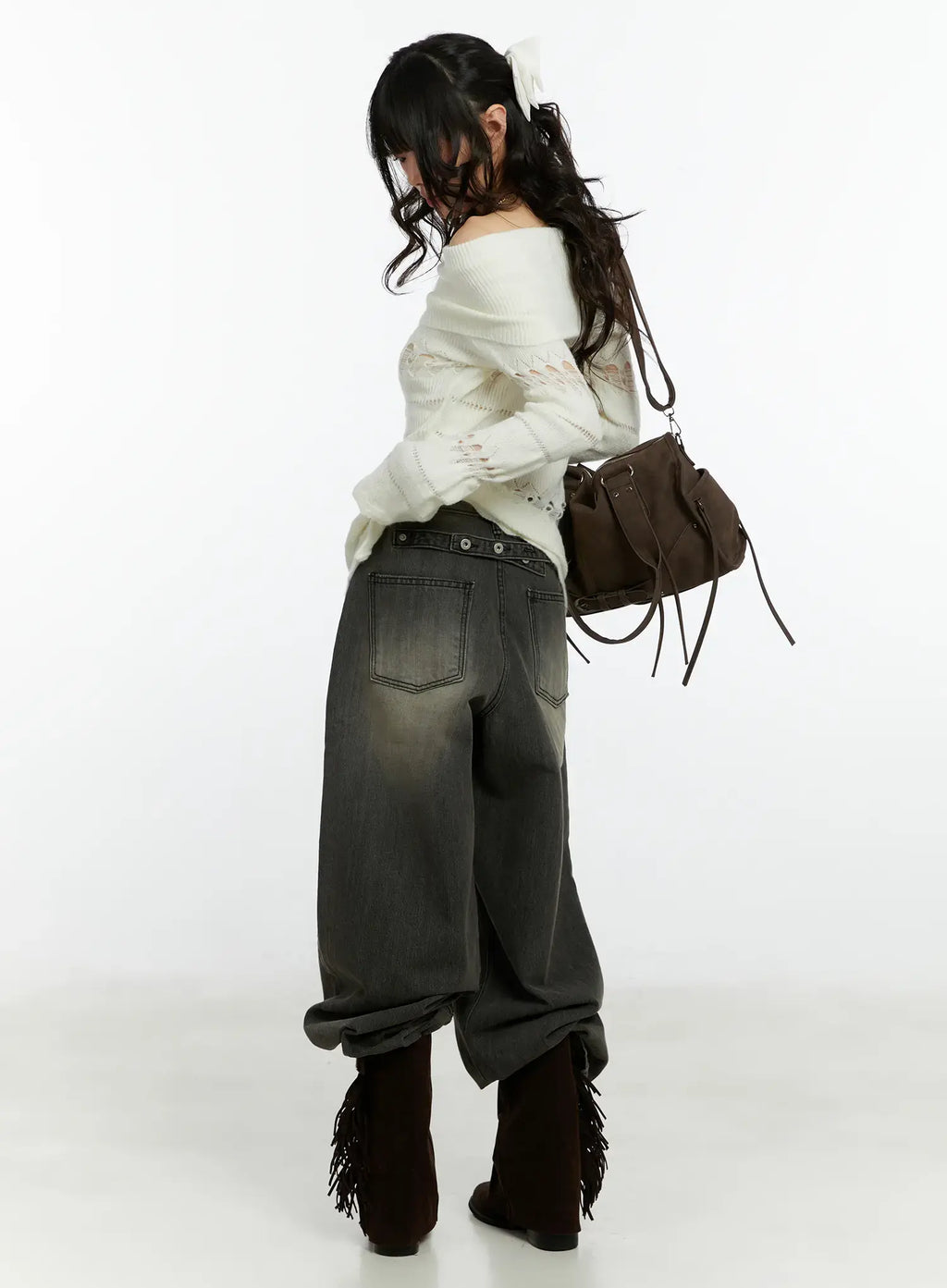 Kenna Washed Backstrap Wide Leg Jeans CF509