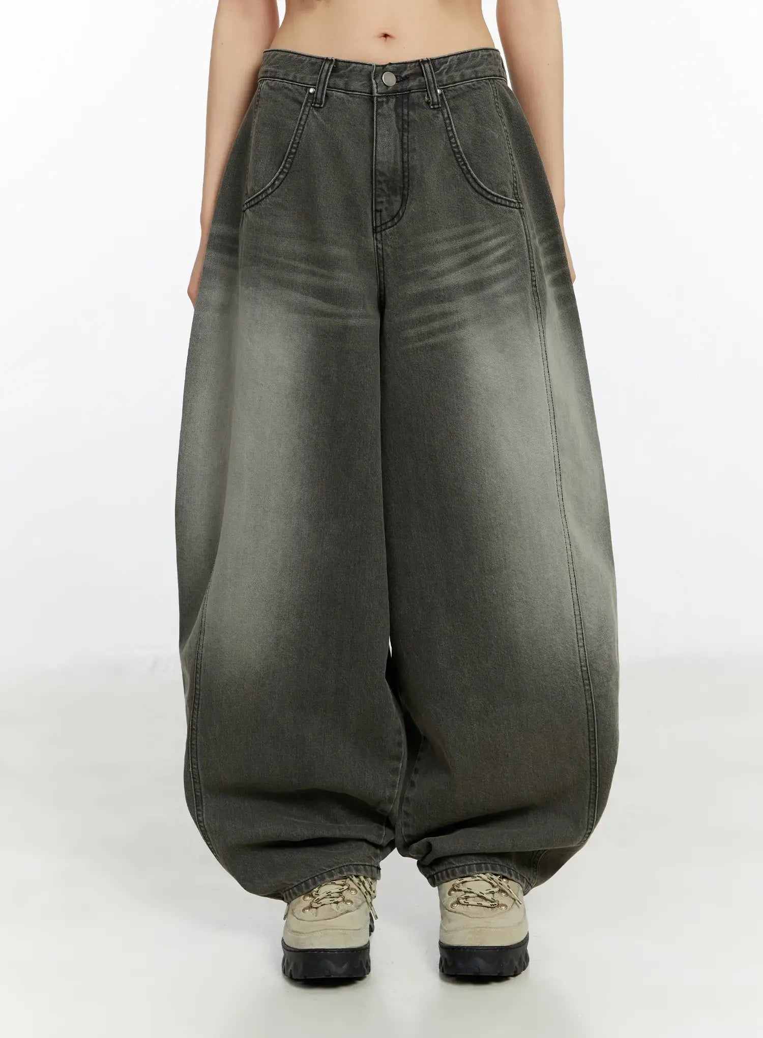 Karter Angel Wing Washed Wide Leg Jeans CF509