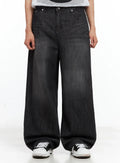 Men's Wide-Leg Washed Jeans IL516