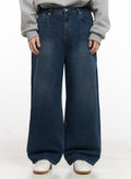 Men's Washed Wide-Fit Denim Jeans IJ517
