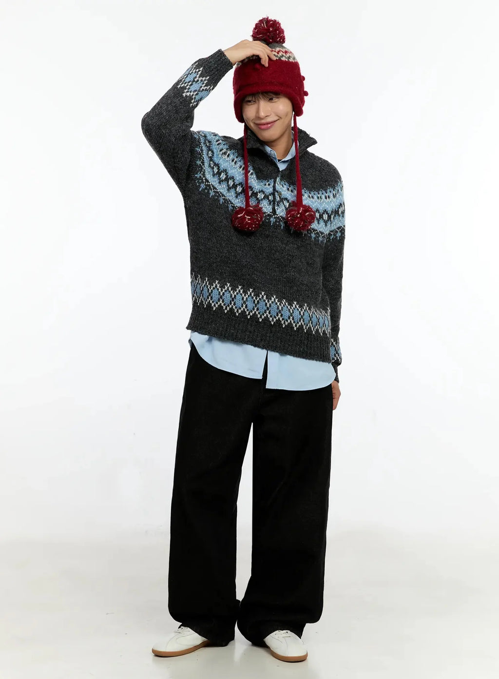 Men's Black Wide-Leg Jeans IN525