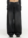 Delilah Pin-Tuck Washed Denim Baggy Jeans CO424