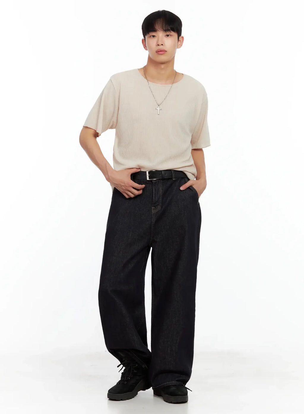 Men's Dark Denim Baggy Jeans IL516