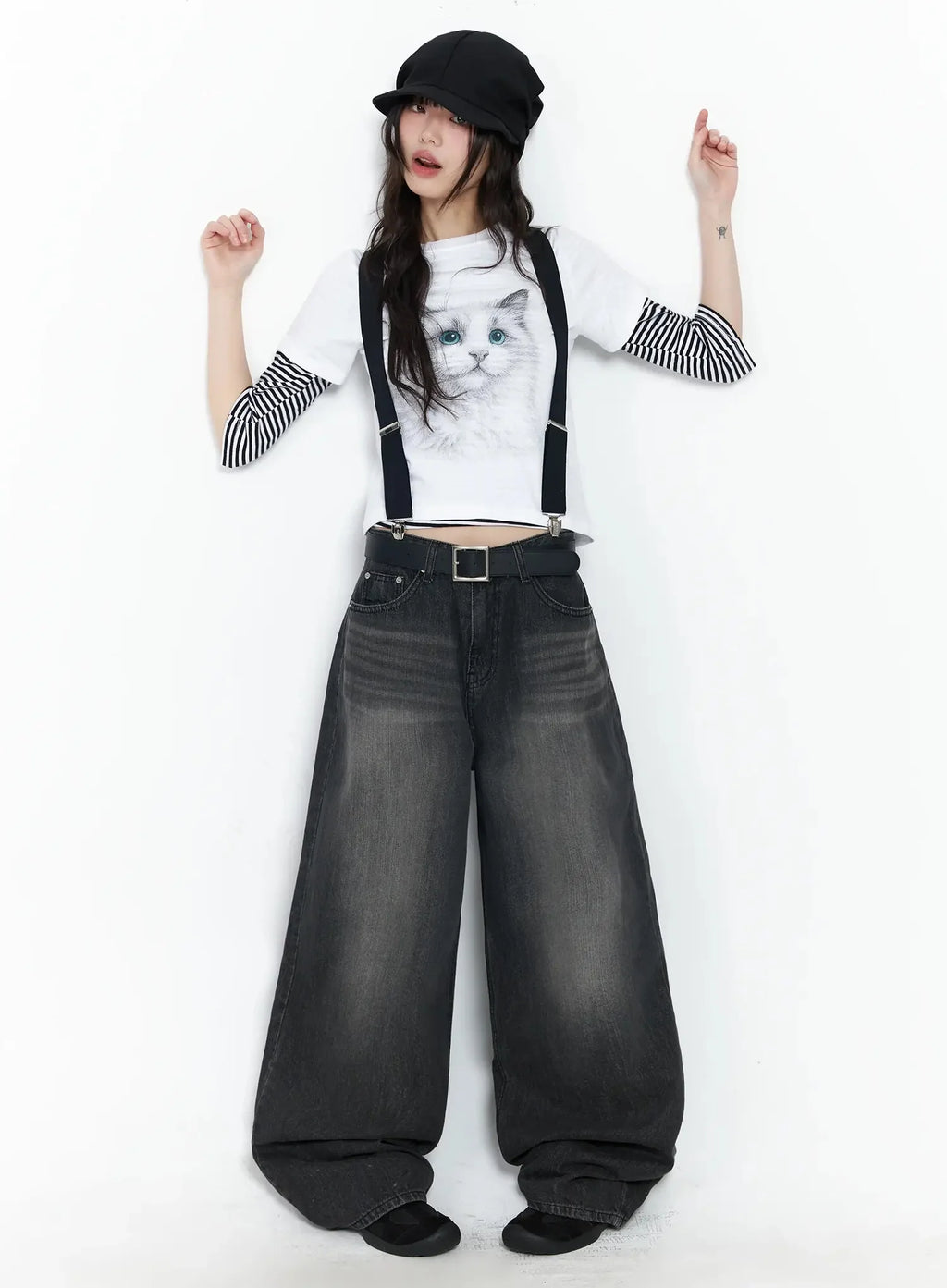 Romy Back-Belt Baggy Jeans IF505