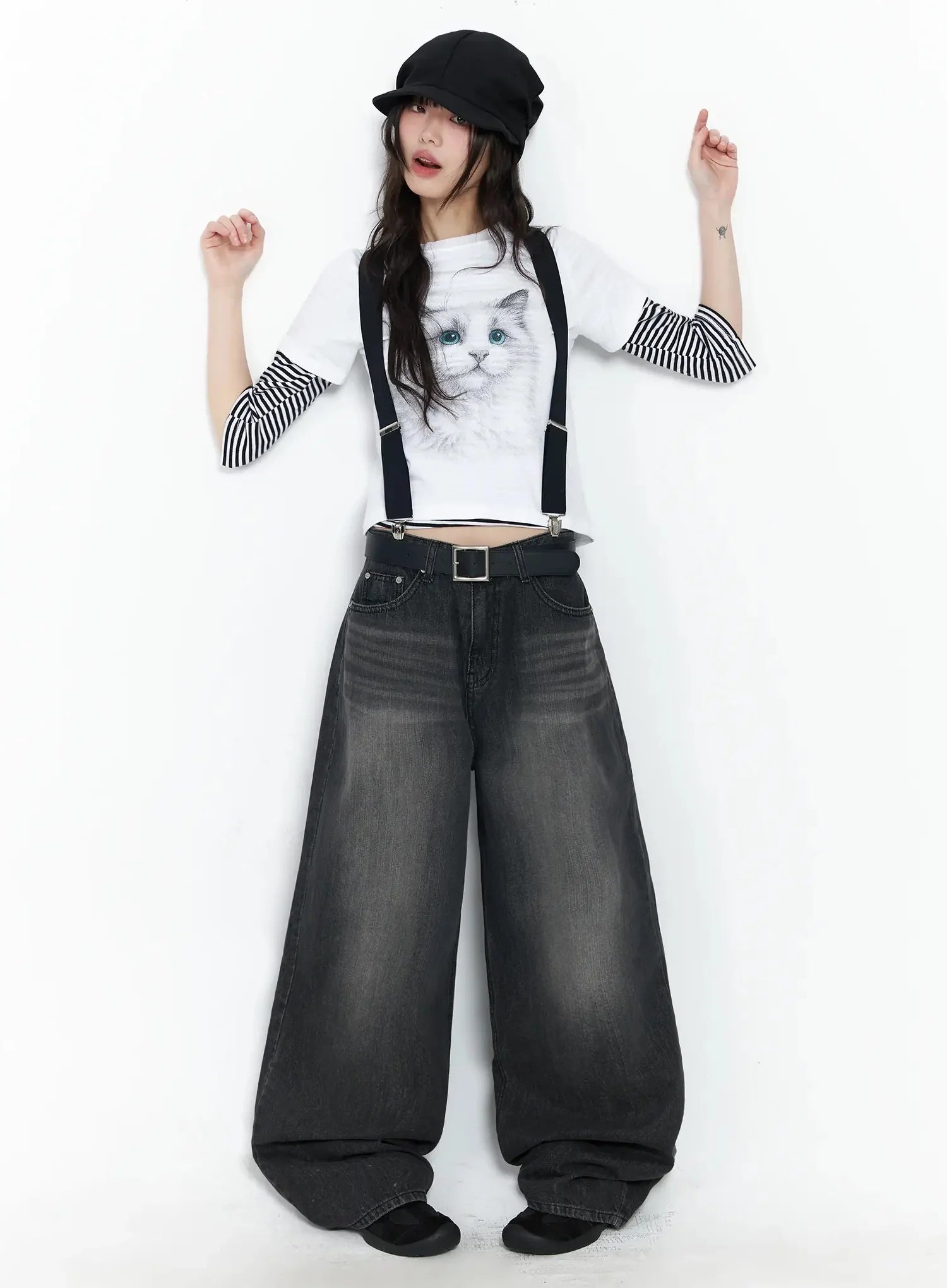 Romy Back-Belt Baggy Jeans IF505