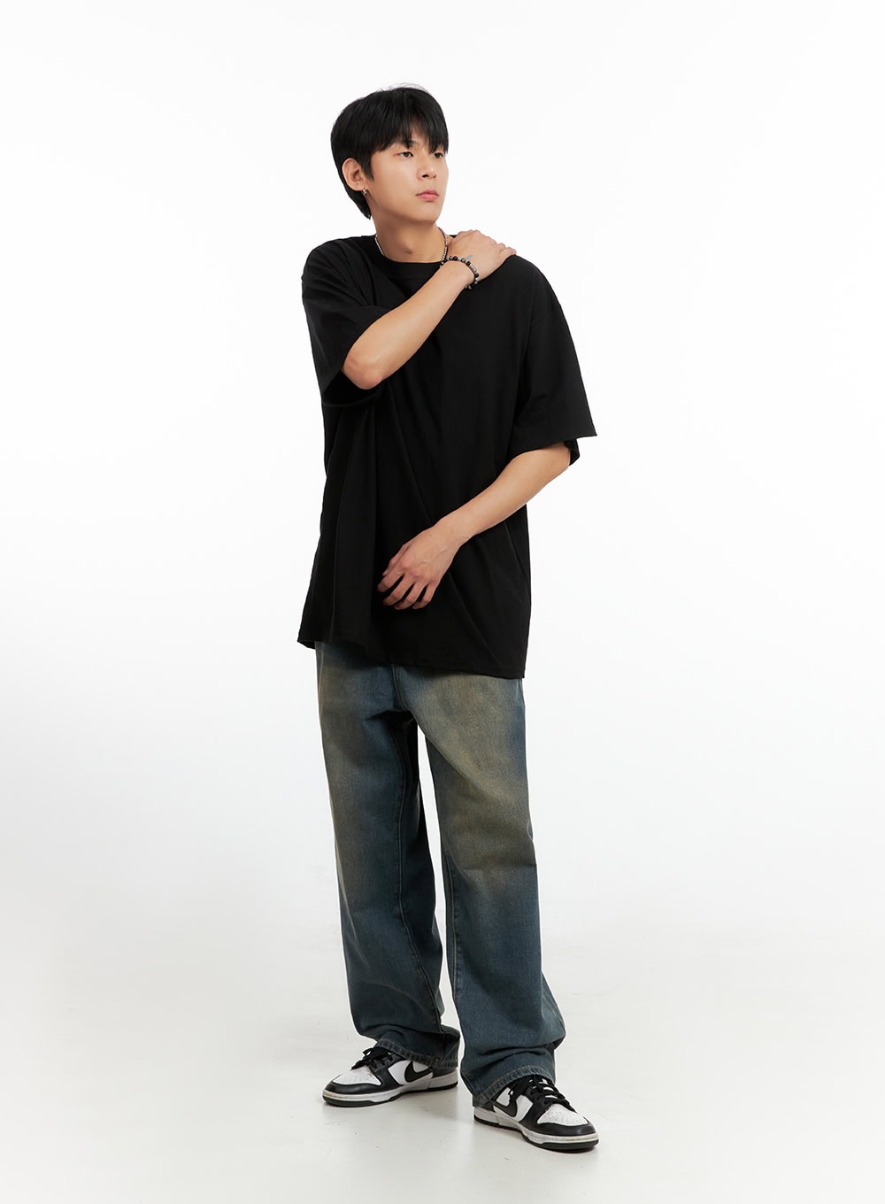 Men's Vintage Washed Loose Fit Jeans (Dark Blue) IG402