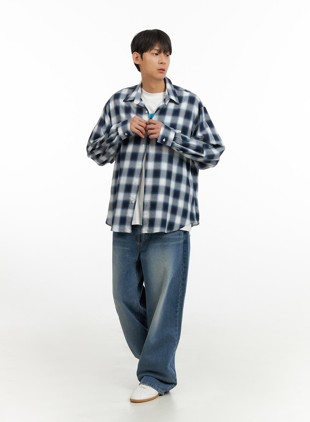 Men's Solid Baggy Jeans IU419