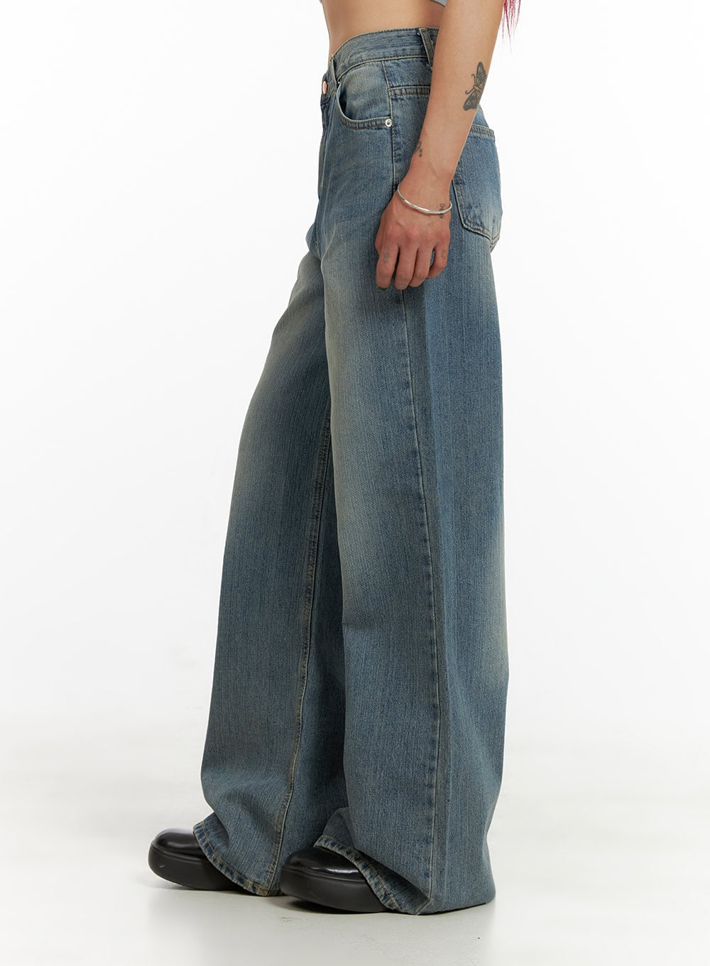 Wide Washed Denim Jeans CY429
