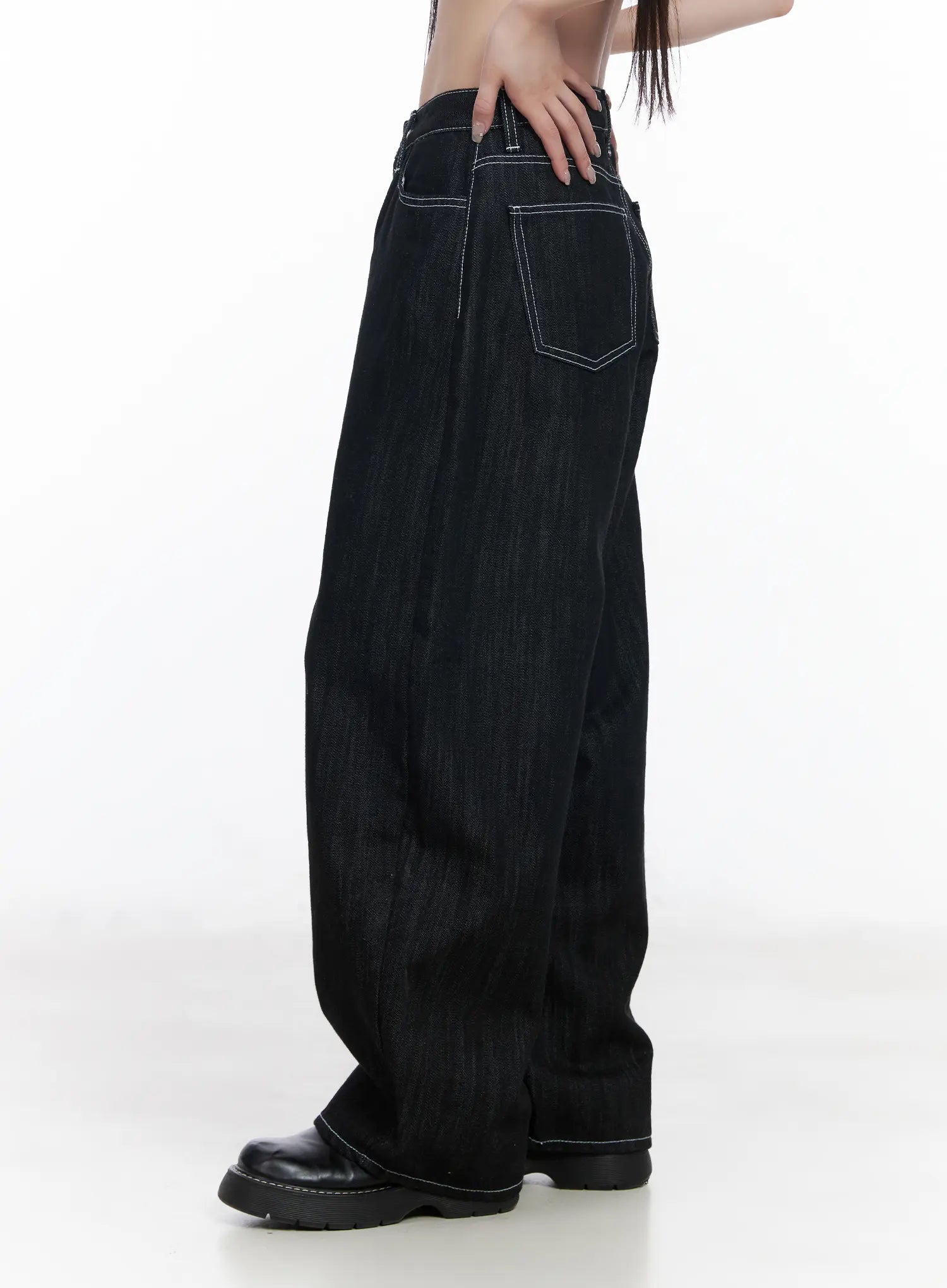 Elliot Stitched Wide Leg Jeans CF523
