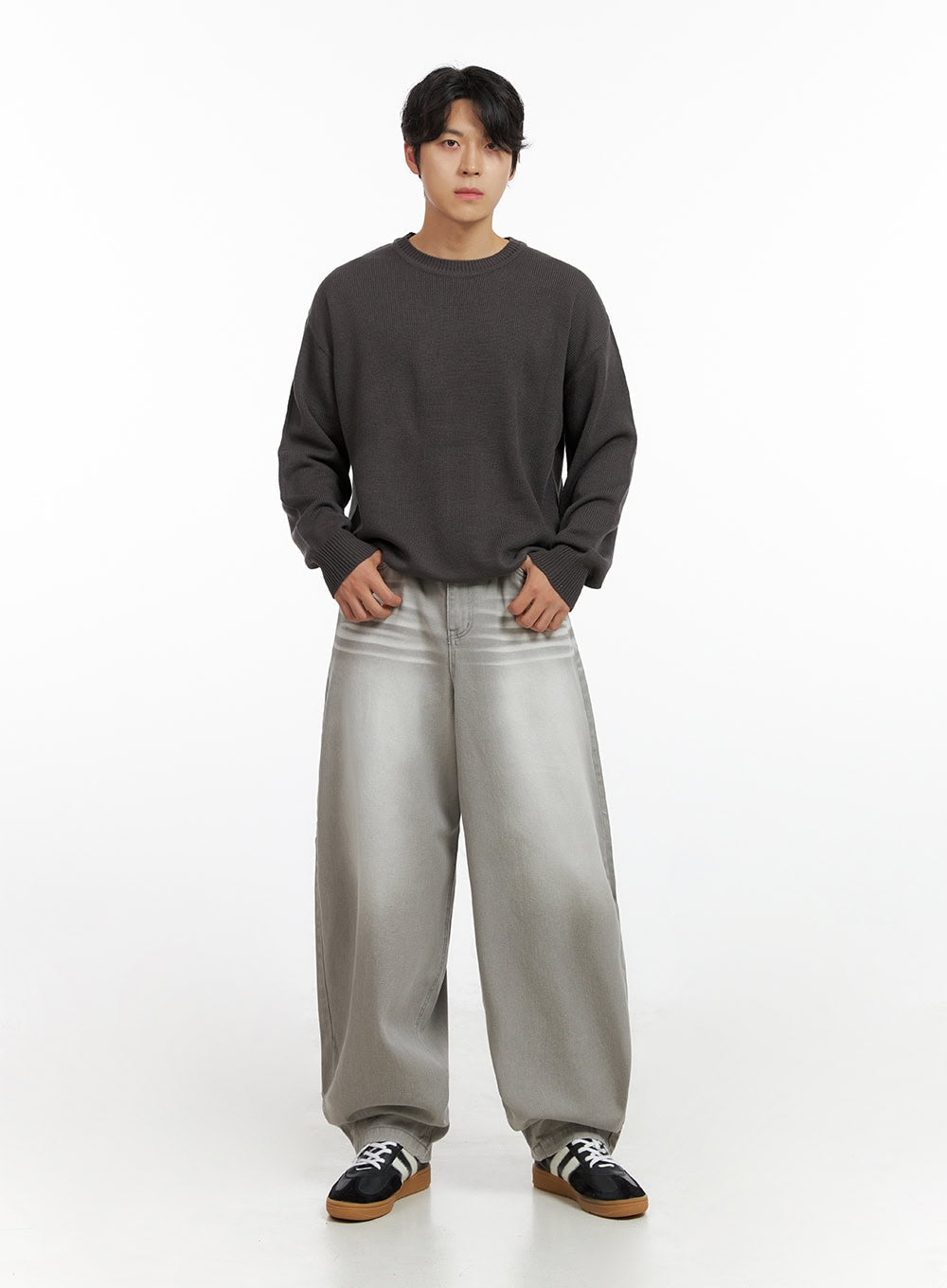 Men's Loose Fit Baggy Jeans (Gray) IG409