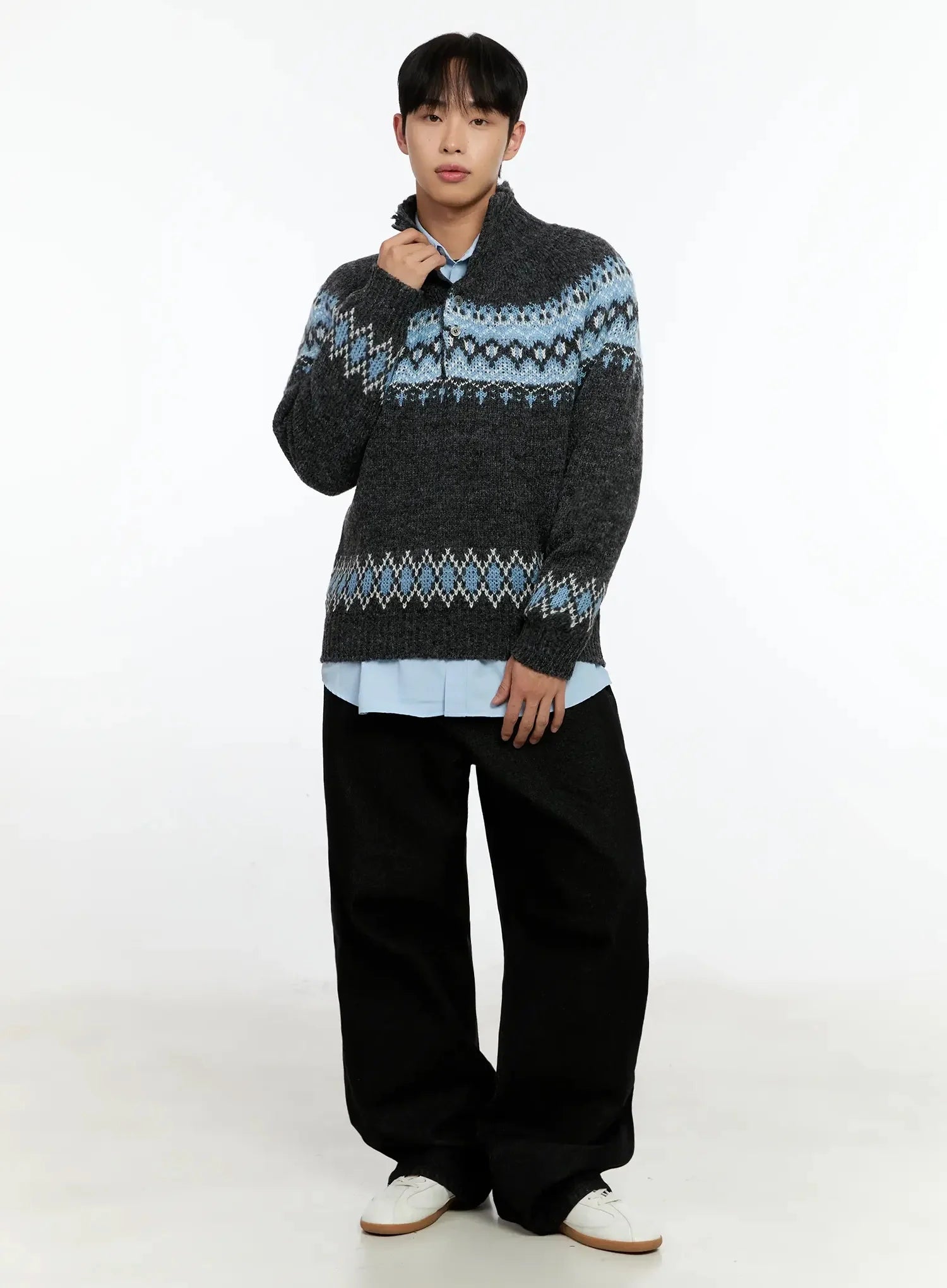 Men's Black Wide-Leg Jeans IN525