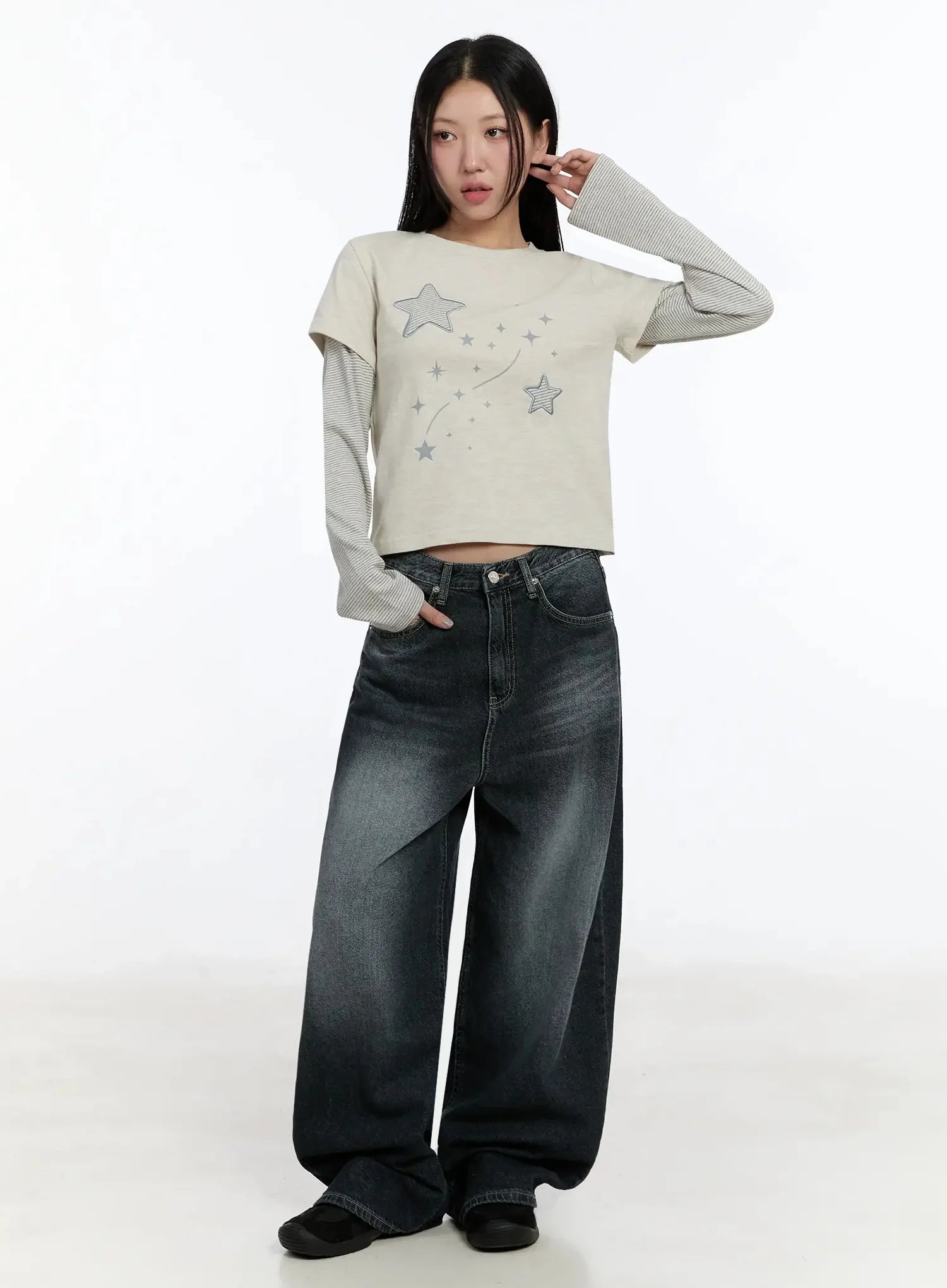 Naeu Dark Washed Wide Jeans IM509