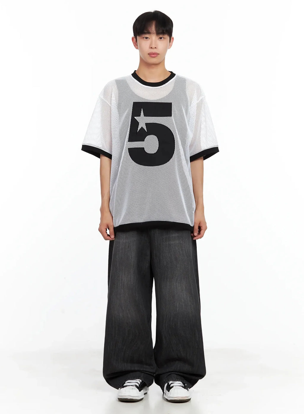 Men's Wide-Leg Washed Jeans IL516