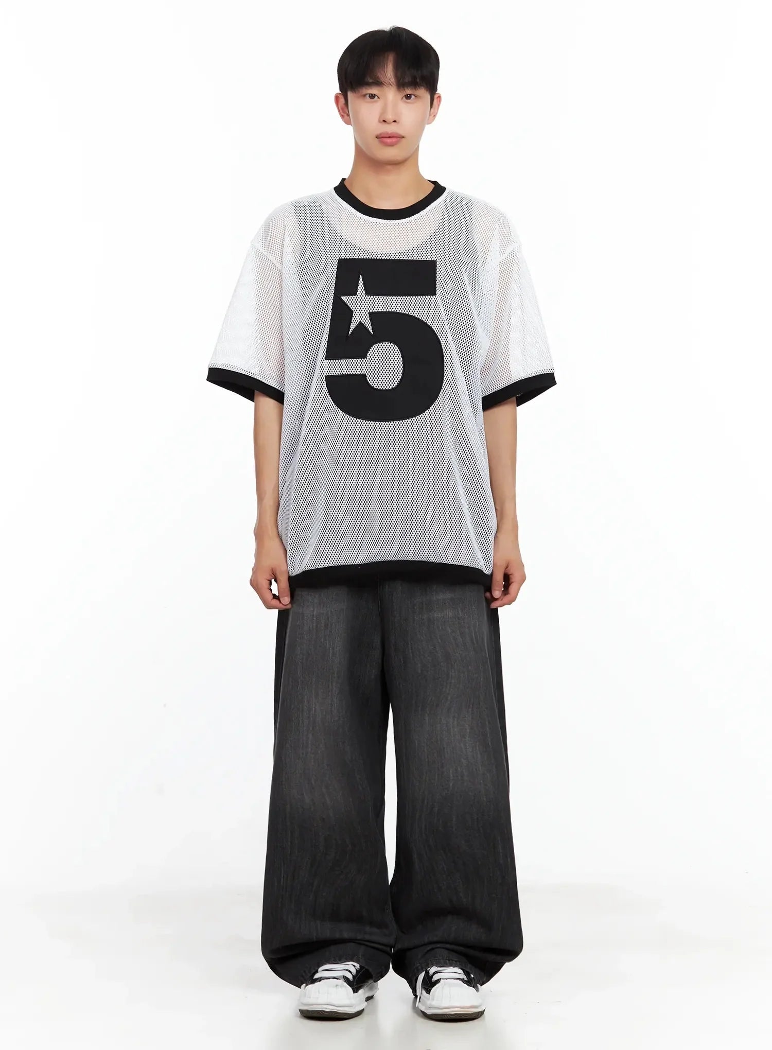Men's Wide-Leg Washed Jeans IL516