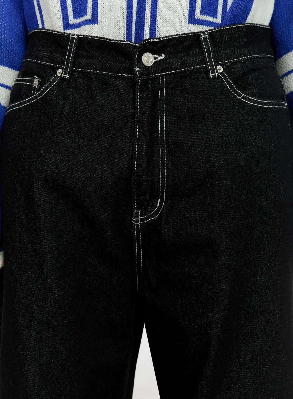 Men's Stitched Detail Baggy Jeans IN506