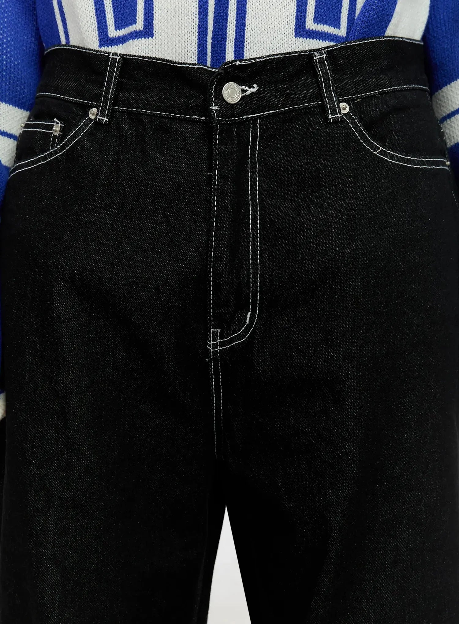 Men's Stitched Detail Baggy Jeans IN506