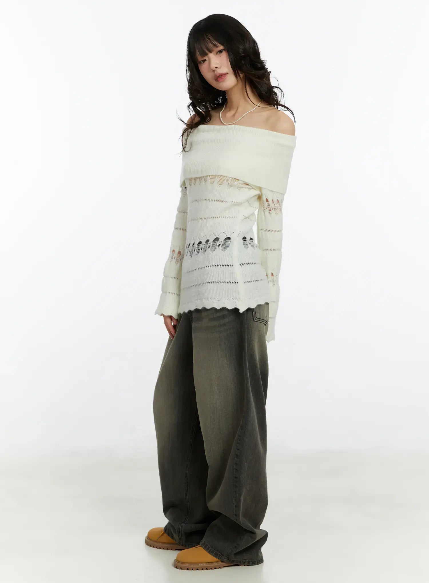 Kenna Washed Backstrap Wide Leg Jeans CF509