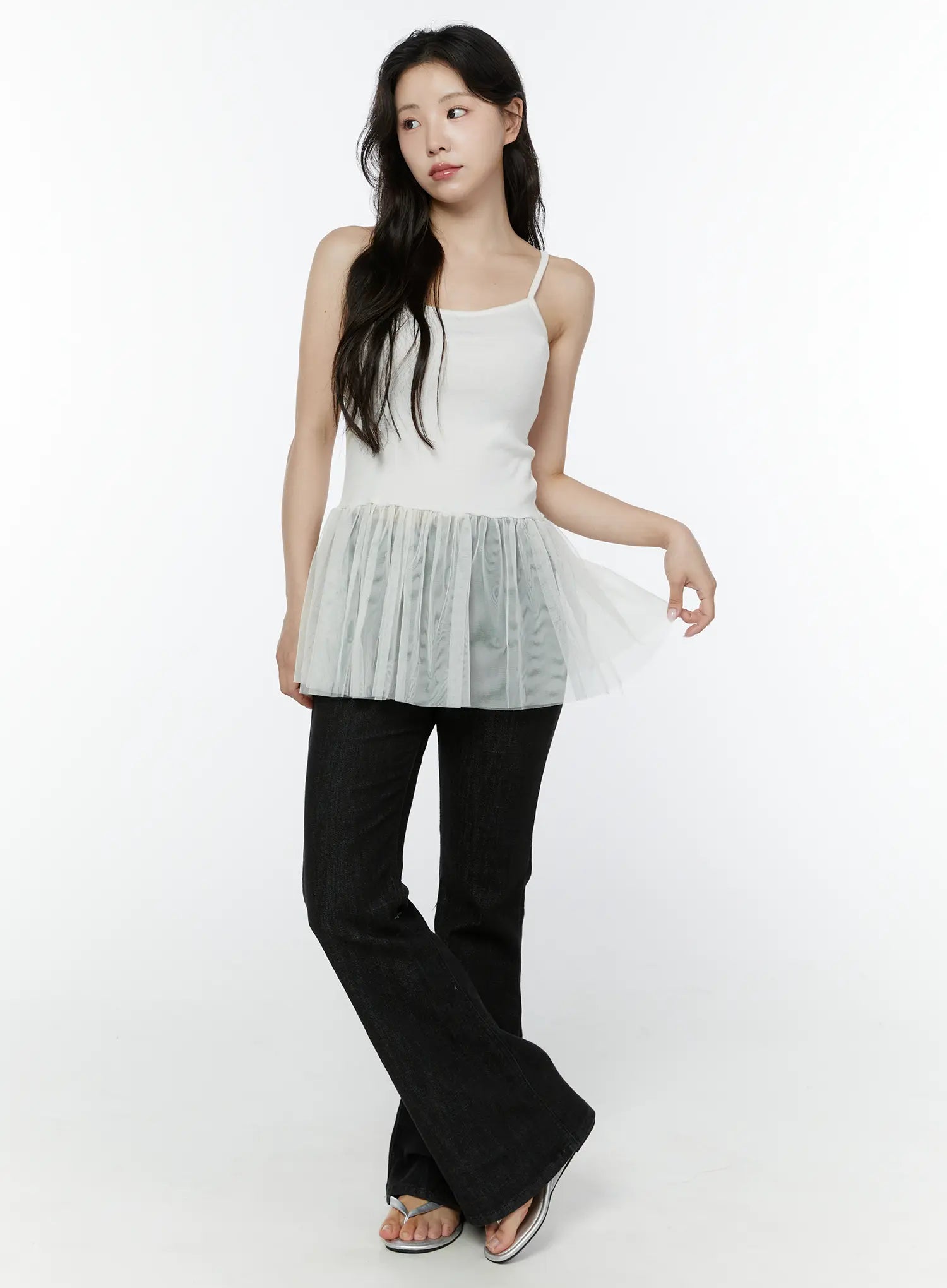 Dohee Non-Fade Contrast Stitch Bootcut Pants IY511