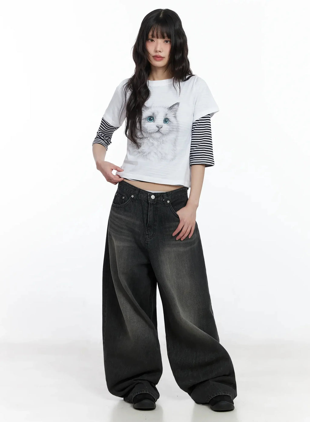 Romy Back-Belt Baggy Jeans IF505
