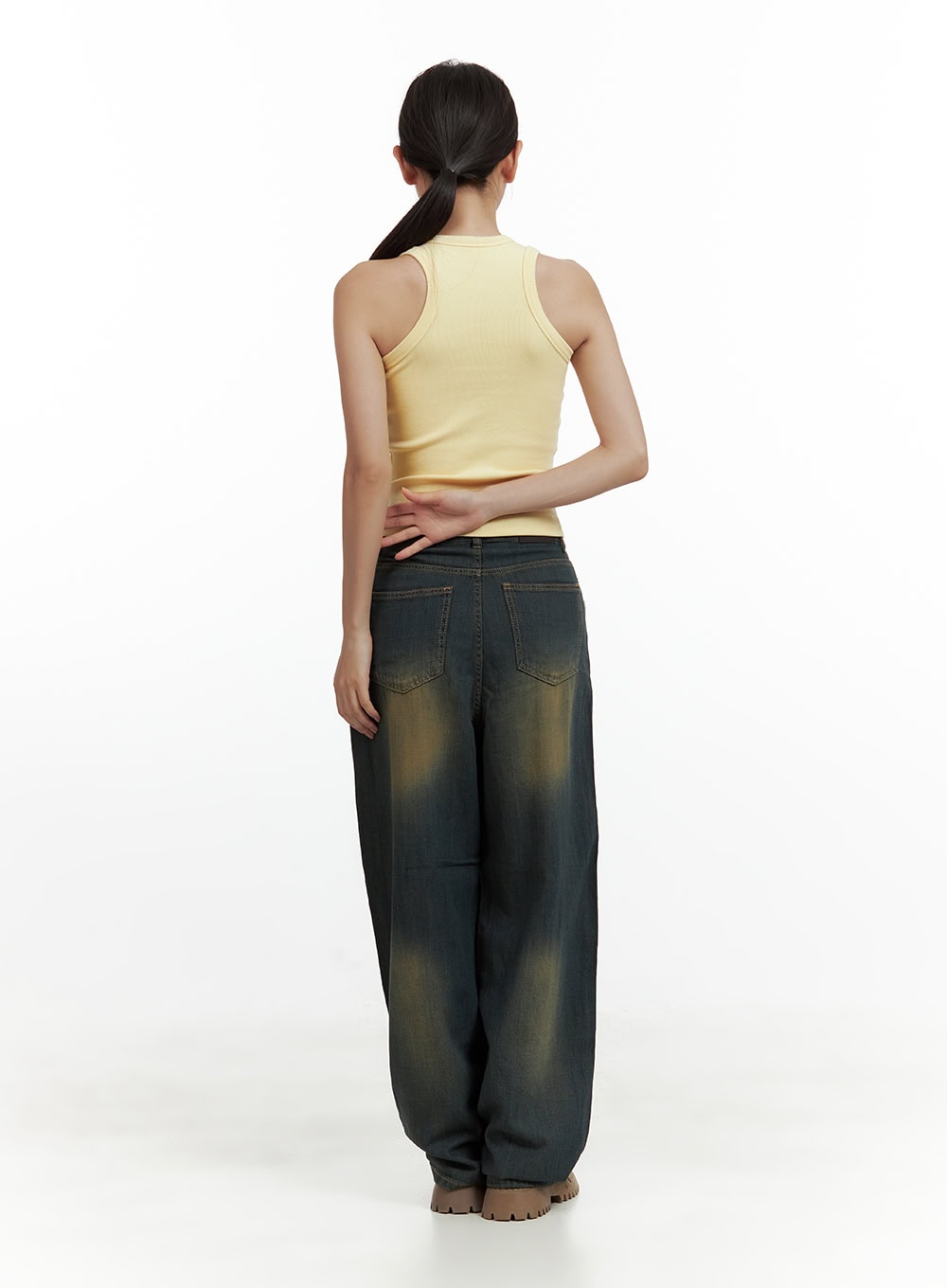 Vintage Washed Denim Baggy Pants CU420