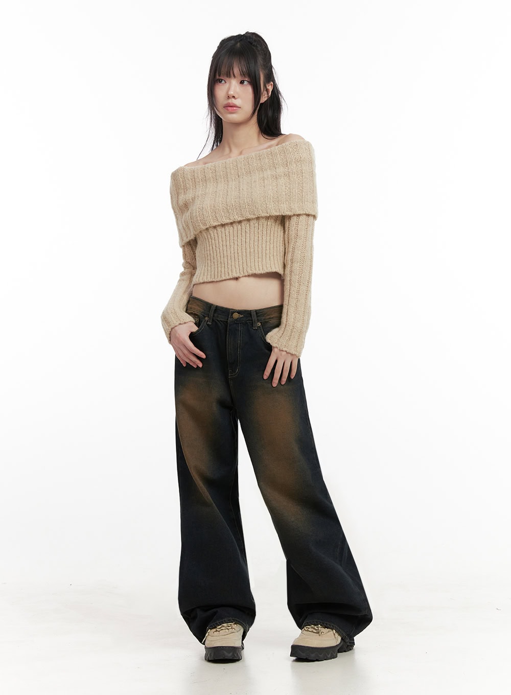 Alexia Washed Denim Wide-Leg Jeans ID402