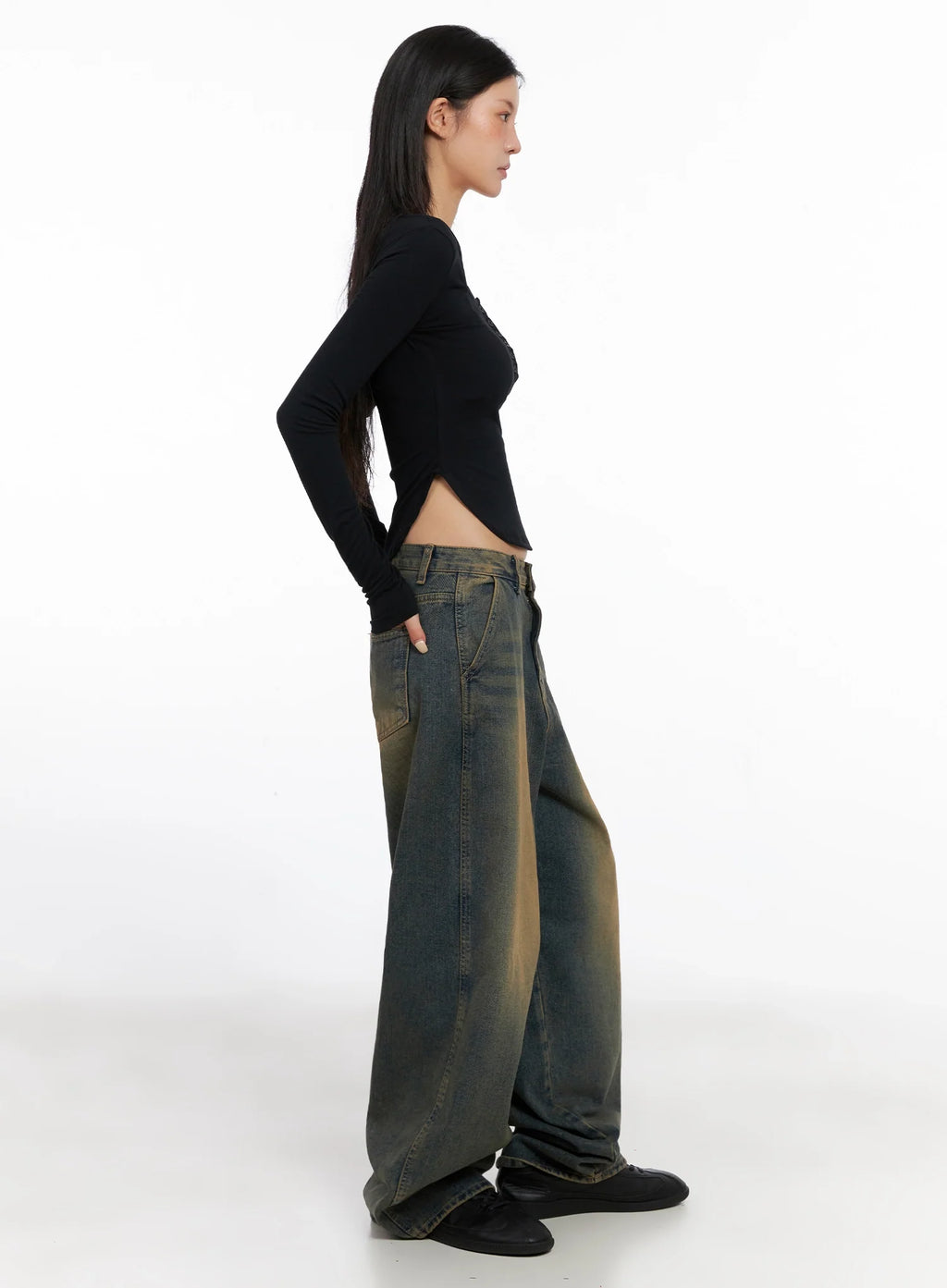 Minju Vintage Washed Baggy Jeans IS508