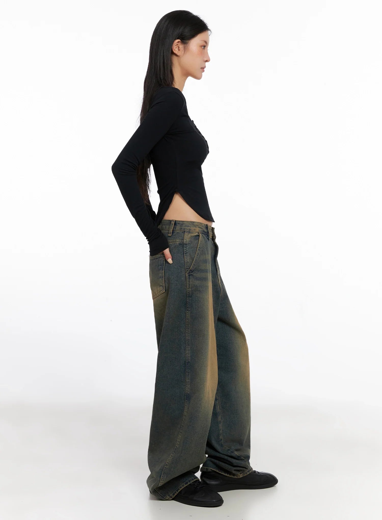 Minju Vintage Washed Baggy Jeans IS508