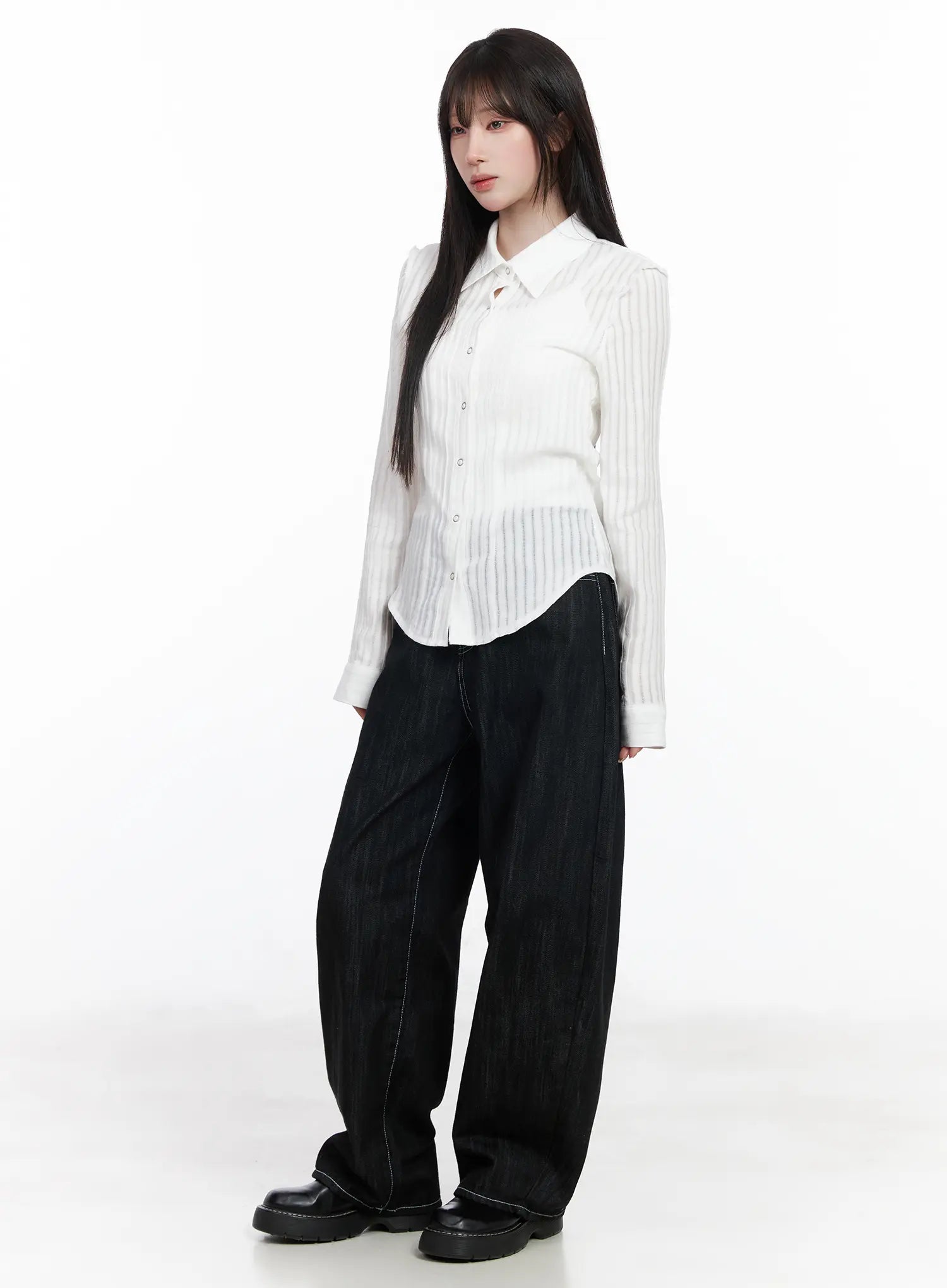 Elliot Stitched Wide Leg Jeans CF523
