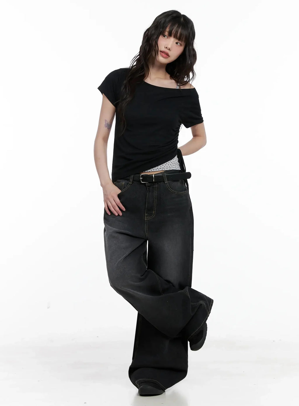 IU Vintage Black Baggy Jeans IL528