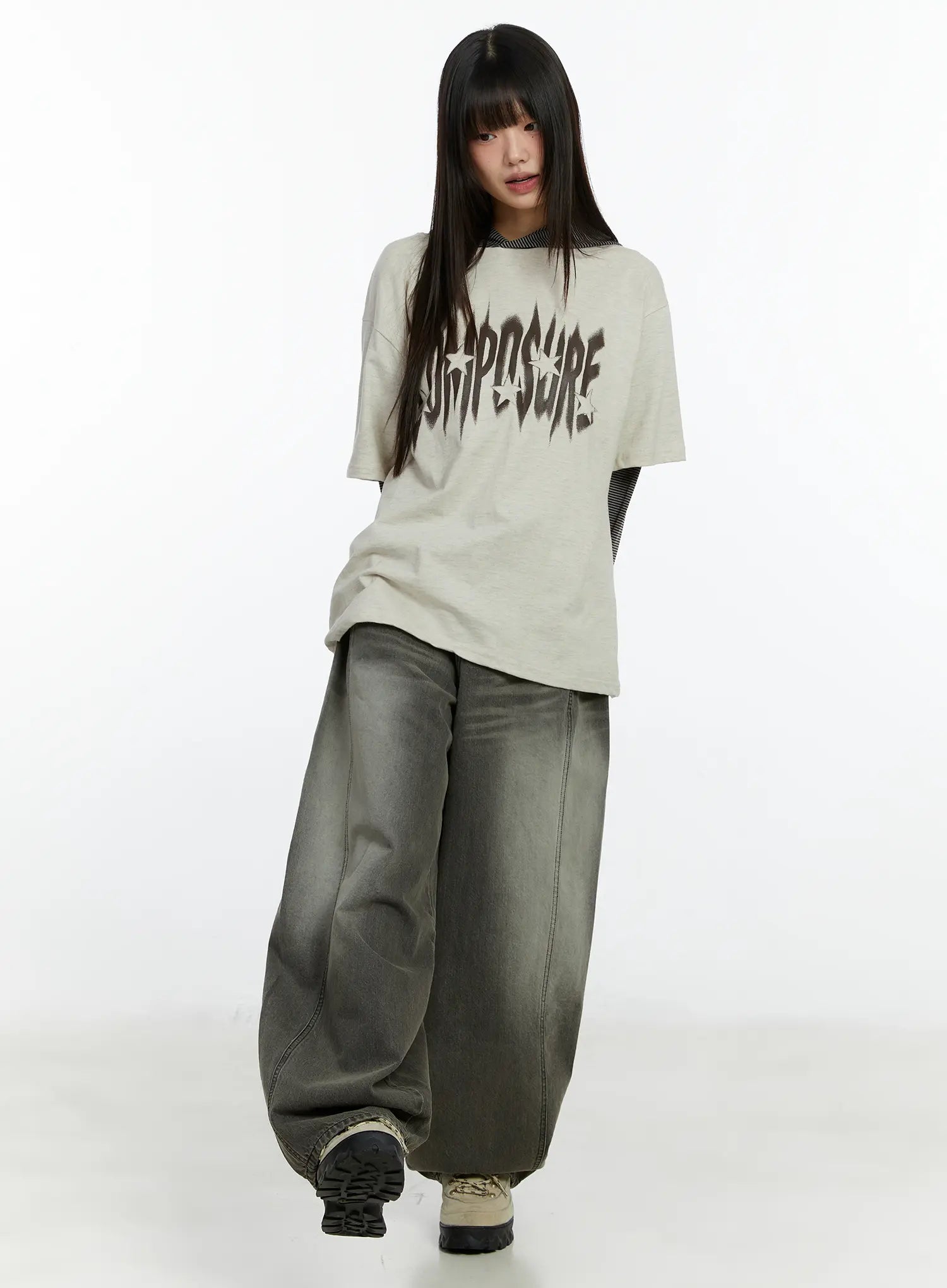 Karter Angel Wing Washed Wide Leg Jeans CF509
