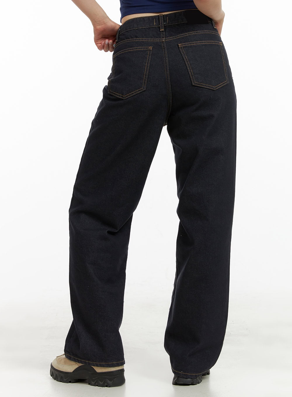 Indigo Stitched Straight Jeans CU424