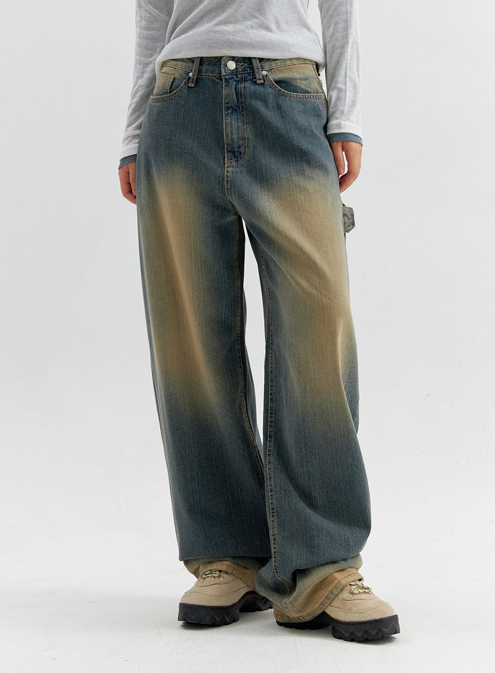 Vintage Wash Wide Leg Jeans CO306